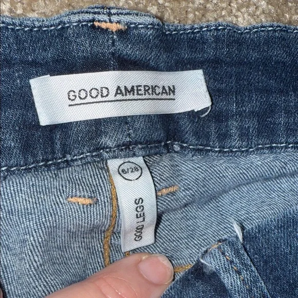 Good American Good Legs Dark Blue Distressed Skinny Jeans - size 6/28 - B10 - Picture 2 of 7